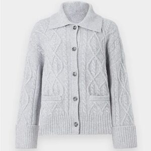 Abercrombie & Fitch Gray Cable Knit Cardigan with Collar